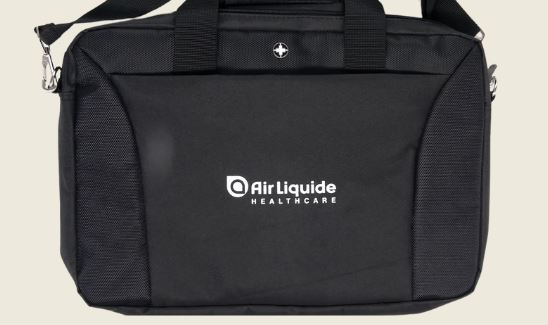 Branded Black Air Liquide Healthcare laptop bag.