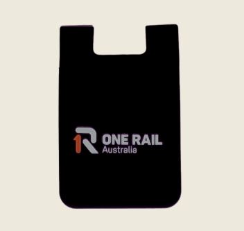 branded phone wallet with logo.