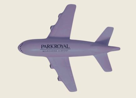 branded plane stress ball with logo.