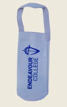 branded wine tote bag with ENDEAVOUR COLLEGE and logo in dark blue.