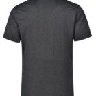 Back view of a plain dark gray polo shirt on a white background.
