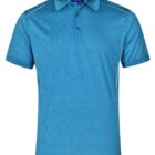 Blue polo shirt with a collar and short sleeves, displayed on a plain white background.