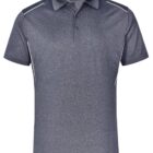 Gray polo shirt with white piping detail on shoulders and sides.