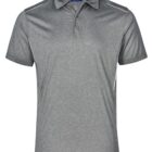 Gray polo shirt on white background.