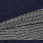 Close-up of layered navy and gray fabric with a mesh pattern.