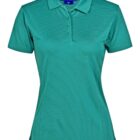 Green short-sleeve polo shirt with a textured pattern.