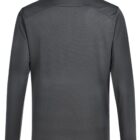 Black long-sleeve shirt, back view, with a collar.