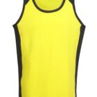 Yellow tank top with black side panels, displayed on a plain white background.