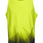 Neon yellow tank top with dark geometric pattern along the bottom.