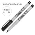 Two black Sharpie permanent markers with made in USA and Permanent Marker text.