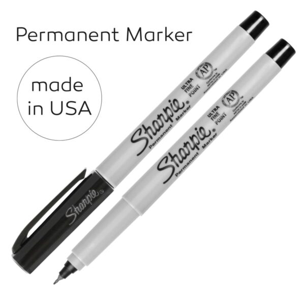 Two black Sharpie permanent markers with made in USA and Permanent Marker text.