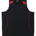 Black and red sleeveless tank top with decorative red lines.