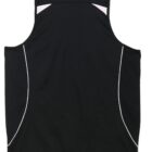 Black athletic tank top with white piping accents on the back.