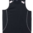 Black athletic tank top with white accents on the shoulders and sides.