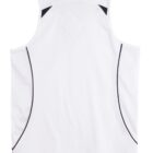 White tank top with black accents and a racerback design.