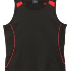 Black tank top with red accents on the shoulders and sides.