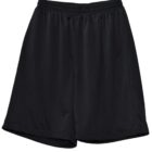 Black athletic shorts with an elastic waistband.