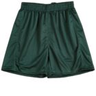 Green athletic shorts with an elastic waistband.