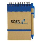 Spiral notepad with blue trim, attached pen, and Kobil secure your identity text on cover.