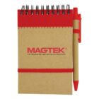 Notepad with a pen attached, red trim, and MAGTEK logo on the cover.