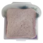 Sandwich in a clear, bread-shaped plastic container.