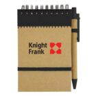 Spiral notebook with attached pen, branded with Knight Frank and red logo.