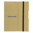 A brown folder with a black elastic band for closure. The folder has the word Nationwide in blue text alongside a blue square logo on the front cover.