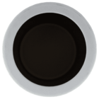 A top-down view of a circular object with a black center surrounded by a wide white rim. The overall design resembles a minimalist, modern wall clock or speaker. The image has a simple, monochromatic style.