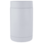 A blank, white, cylindrical can cooler with a smooth surface and no visible logos or designs. The cooler has a simple, minimalist design, intended to hold standard beverage cans.