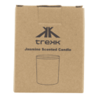 Brown box labeled Trekk Jasmine Scented Candle with a simple candle illustration.