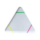 The Triangle Customised Highlighters feature a triangular design with smooth edges, showcasing crisp diagonal stripes in green, yellow, and pink against a pure white backdrop on each side.