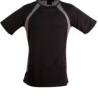 Black and gray short-sleeve athletic shirt with a crew neck.