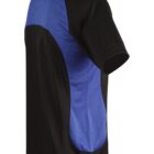 Black and blue athletic shirt, side view.