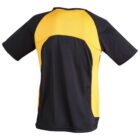 Black and yellow short-sleeve athletic shirt, shown from the back.