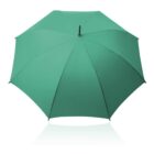 Green umbrella fully opened, viewed from above on a white background.
