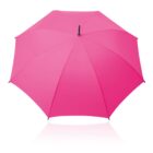 Bright pink umbrella fully opened, photographed against a white background.