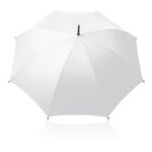 A white umbrella fully opened, viewed from above against a white background.