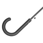 Black umbrella handle with a curved, hook shape against a white background.
