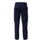 Back view of navy blue cargo pants with multiple pockets.