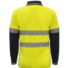 Yellow high-visibility long-sleeve shirt with two horizontal reflective stripes on the back.