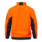 Bright orange and black jacket shown from the back against a white background.