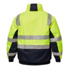 High-visibility yellow and black jacket with reflective stripes, shown from the back.