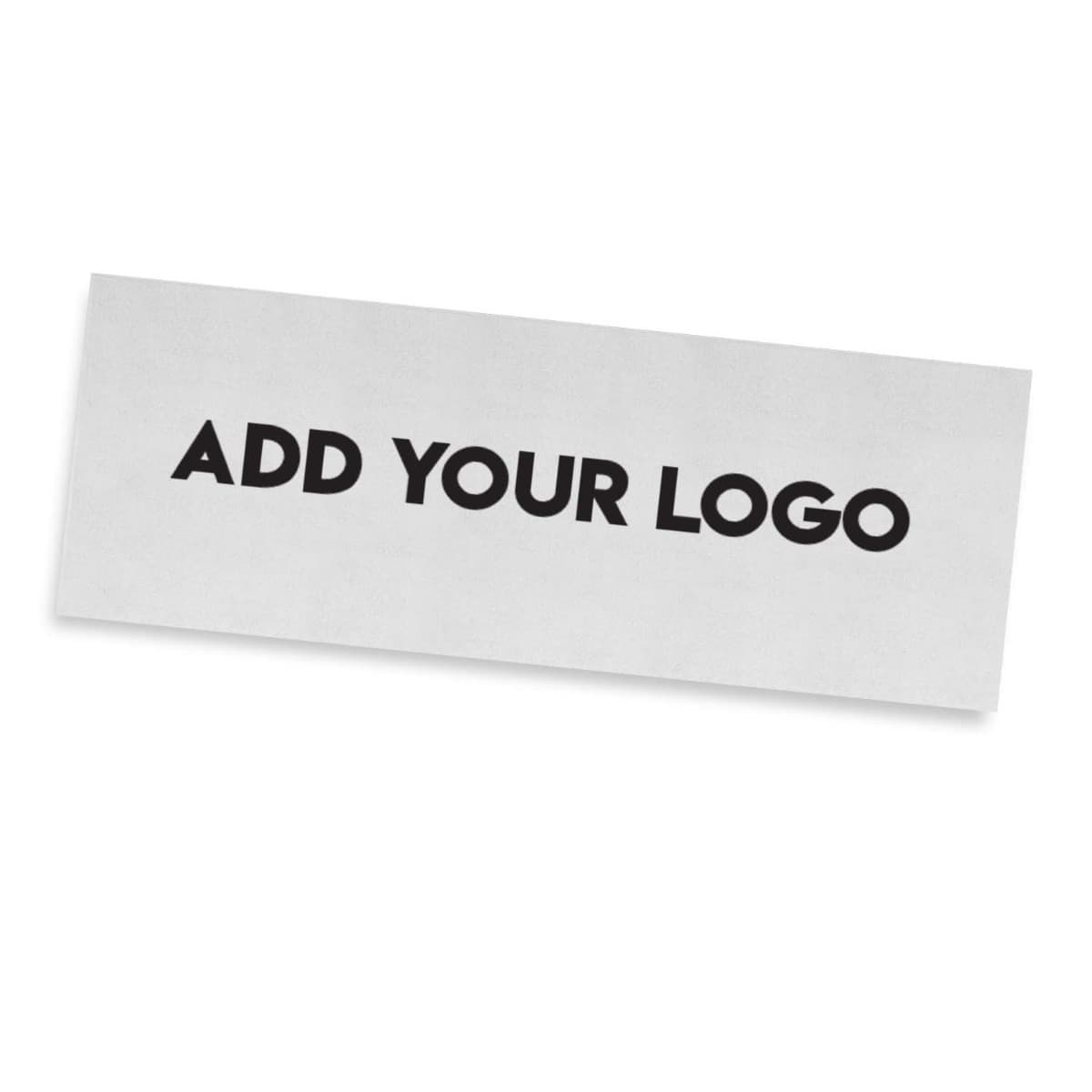 Rectangular white card with the text ADD YOUR LOGO in bold black letters centered on it.