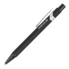 A black pen with a silver clip and the Android logo and text printed near the top. The pen features a click mechanism and a sleek design.