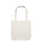 Plain white canvas tote bag with two handles, shown against a white background.