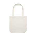Plain off-white canvas tote bag with two handles, shown against a white background.