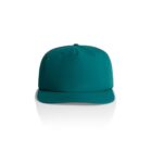 A teal flat-brim baseball cap displayed on a white background, viewed from the front.