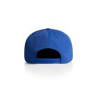 Blue baseball cap shown from the back with an adjustable strap and white background.