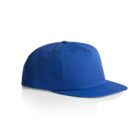 A plain blue baseball cap on a white background.
