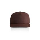 Front view of a plain brown baseball cap on a white background.